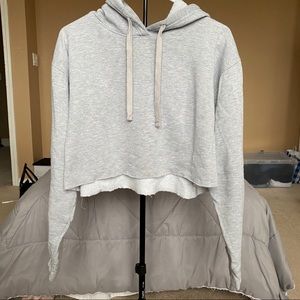 ✨Basic Cropped Grey Hoodie